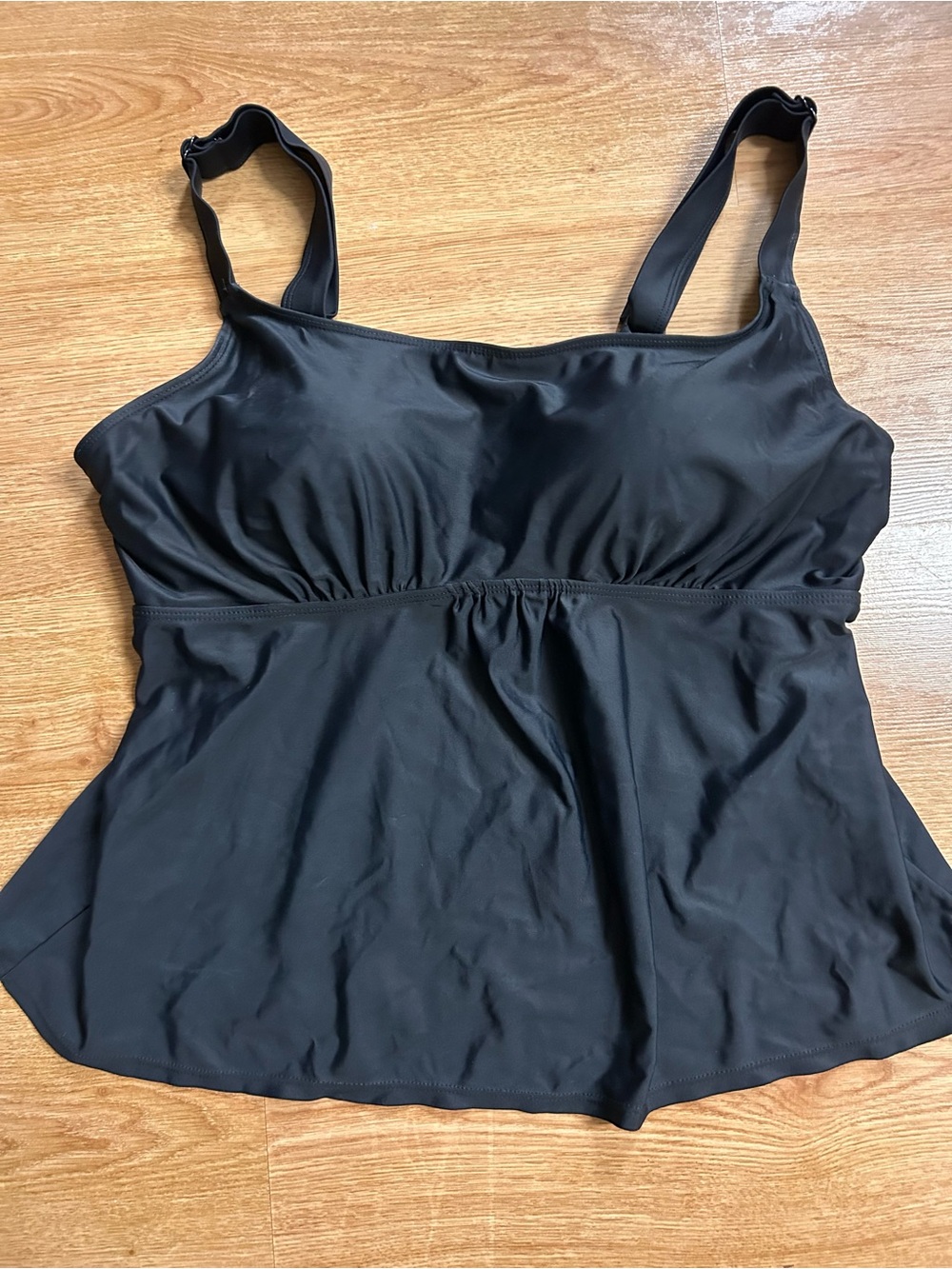 Swimsuits For All Black Tankini Swim Top with Adjustable Straps